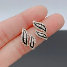 Classic Elegant Morandi Enamel Leaves Stud Earrings for Women S925 Needle High Quality Shiny AAA Zircon Temperament Jewelry Gift