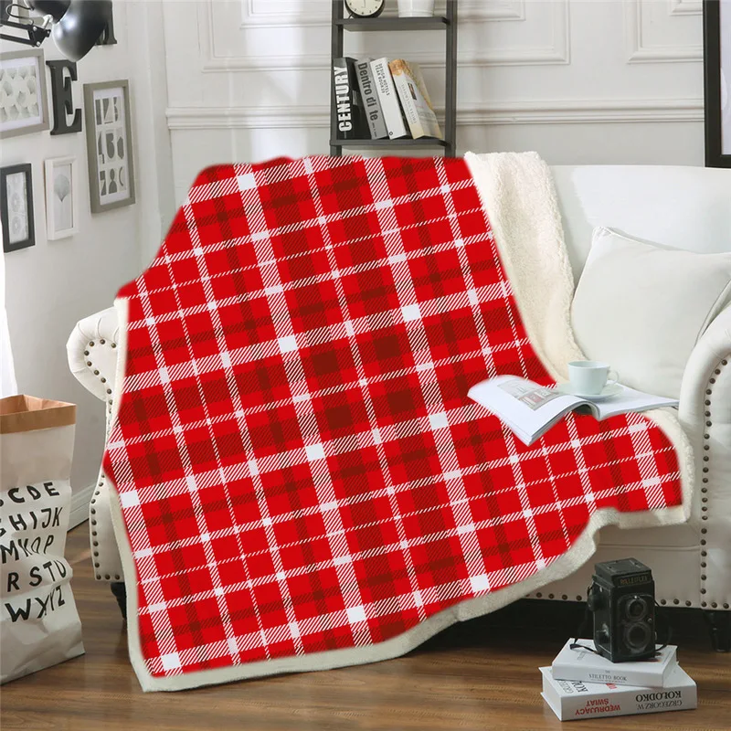 Plaid Flannel Blanket for Adults Kids Luxury Designer Blanket Classic Plaid Double-layer Thick Warm Blanket for Home Decorations