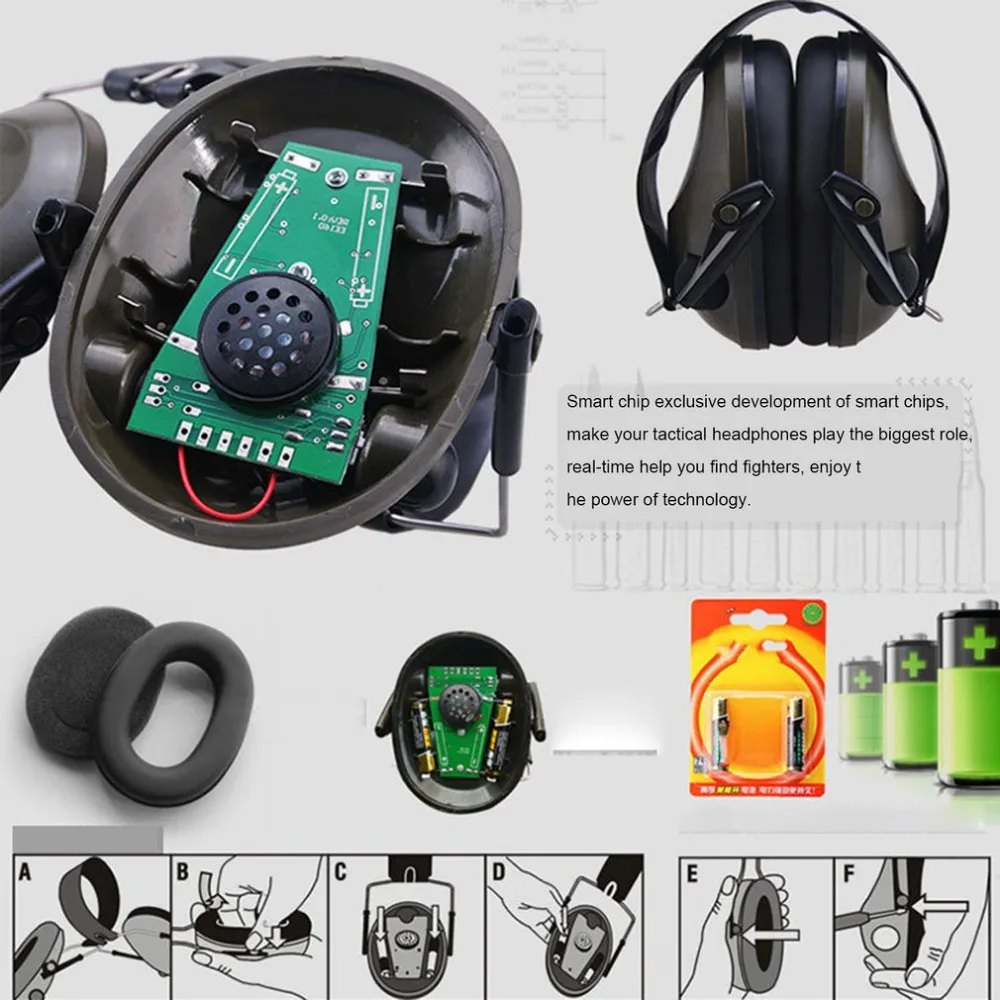 New TAC 6S Anti-Noise Audio Headphone Tactical Shooting Headset Soft Padded Electronic Earmuff for Sport Hunting Music Wholesale