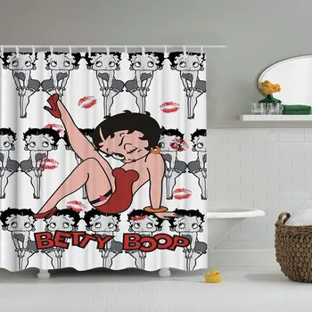 

Dafield Betty Boop Fabric Shower Curtain Set Betty Boop Fabric Bathroom Sexy Girls Polyester Bathroom Waterproof Shower Curtain