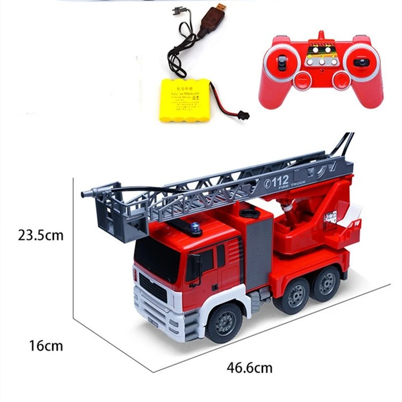 Large Simulation Water Jet Fire RC Truck Ladder Telescopic Workbench Rotating Water Spray Engineering Vehicle Toy Boy Kid Gift 5