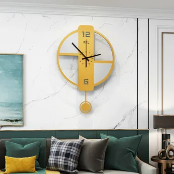 

Modern Wall Clock Pendulum Nordic Creative Simple Metal Hotel Wall Clock Personality Duvar Saati Living Room Decor XX60WC