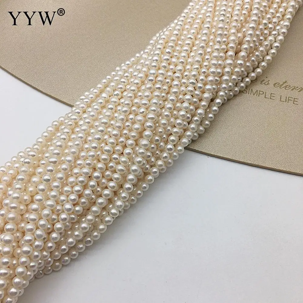 Cultured Round Freshwater Pearl Beads Natural Fashion Jewelry For Diy Or Handmade White 4.5-5mm Sold Per 14.57 Inch Strand