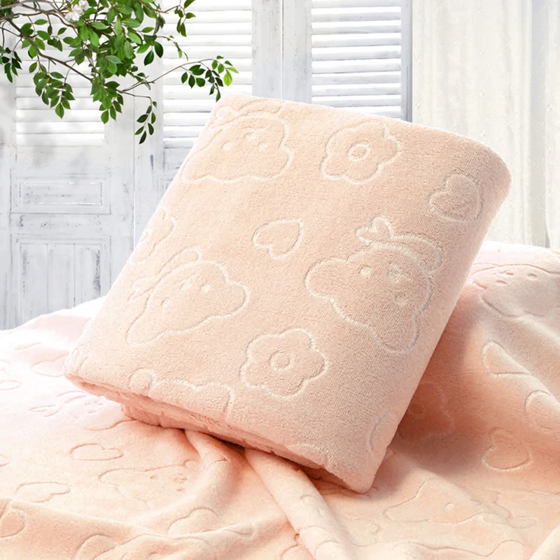 

70X140CM Microfiber Quick-dry Towel Bear Cartoon Bath Towels Cotton Soft Dry Towels Kitchen Clean Absorbent Towels Solid Color