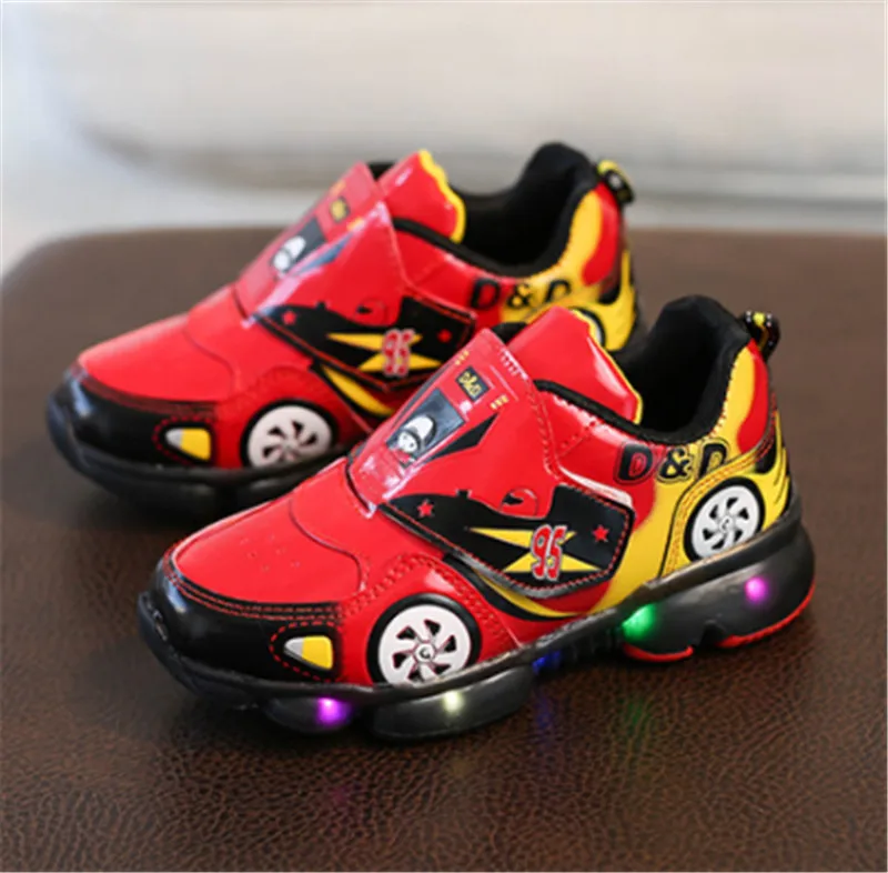 Детская обувь для мальчиков, светящиеся кроссовки для мальчиков, детская обувь с подсветкой, светильник для малышей, Спортивная школьная обувь для мальчиков, размер 24-33 - Цвет: Красный
