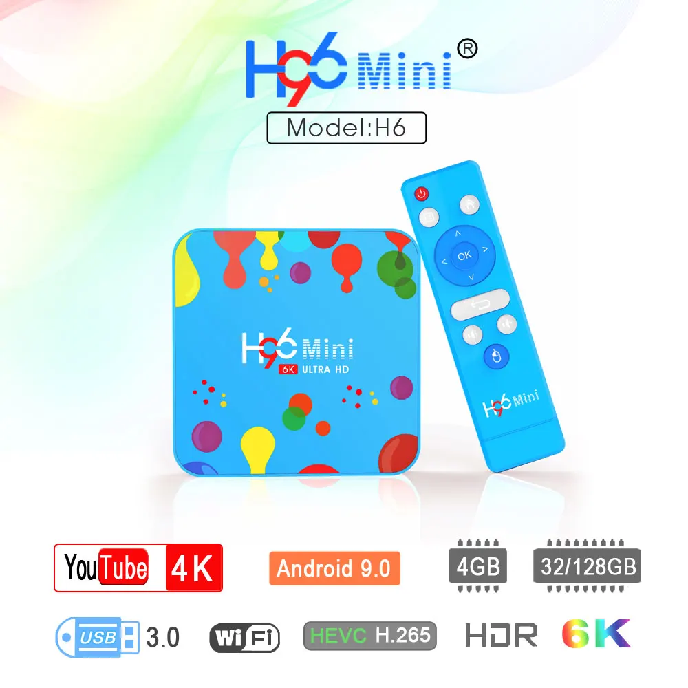 Мини Smart tv Box H96 Android 9,0 Allwinner H6 4 Гб ram 32 ГБ rom 5G wifi bluetooth 4,0 4K HD проигрыватель google Youtube tv