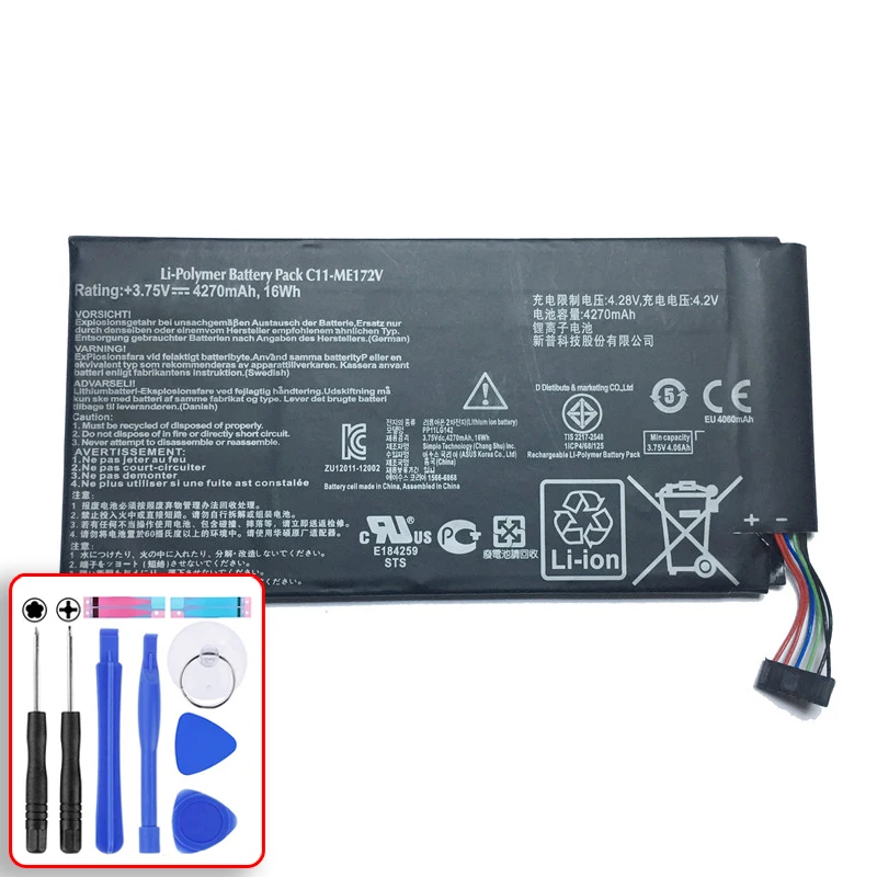

For Asus MeMo Pad ME172V ME172 K004 / ME371MG ME371 4270mAh Cell Phone Battery C11-ME172V Polymer Li-ion Battery