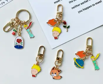 

New cartoon little prince roses cute Keychain Jewelry Accessories Key Chains Pendant Gifts Favors