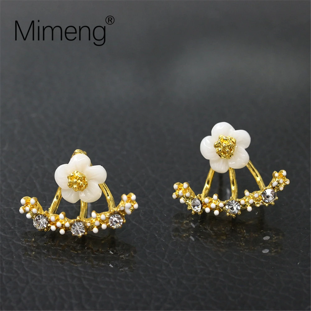 Mimeng New Earrings Small Daisy Flowers With Semiprecious Stones After Hanging Fresh Temperament Girls Jewelry | Украшения и