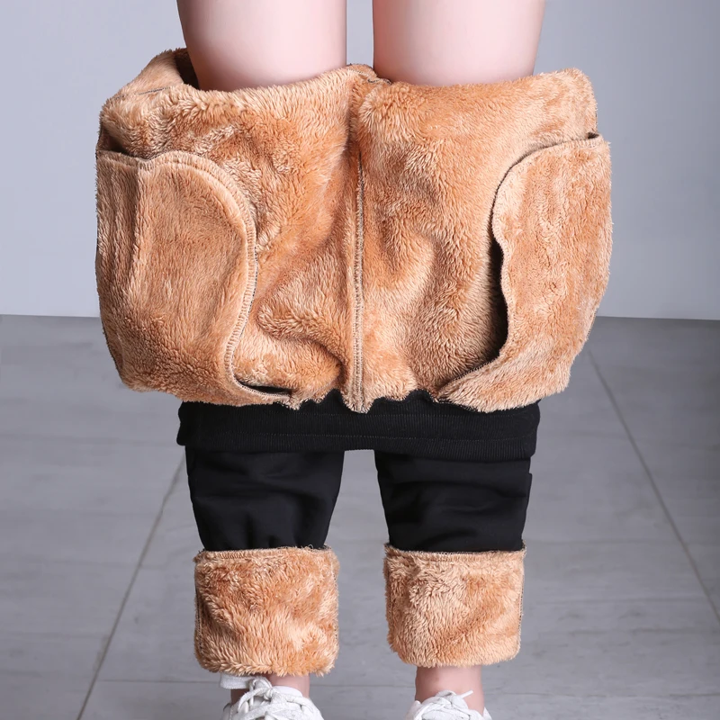 Уличная зимняя теплая Толстая флисовая женские штаны женские шаровары с высокой талией для женщин брюки женские большие размеры 5XL 6XL