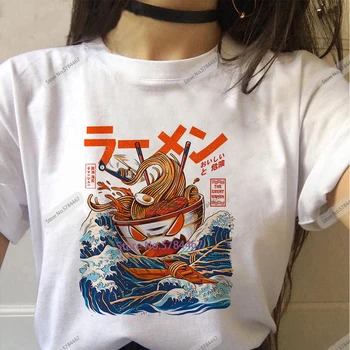 

Cute Ramen Shiba Inu Dog The Great Ramen off Kanagawa Classic women t shirt Japanese Cartoon pet lover Korean Style Tops Tees