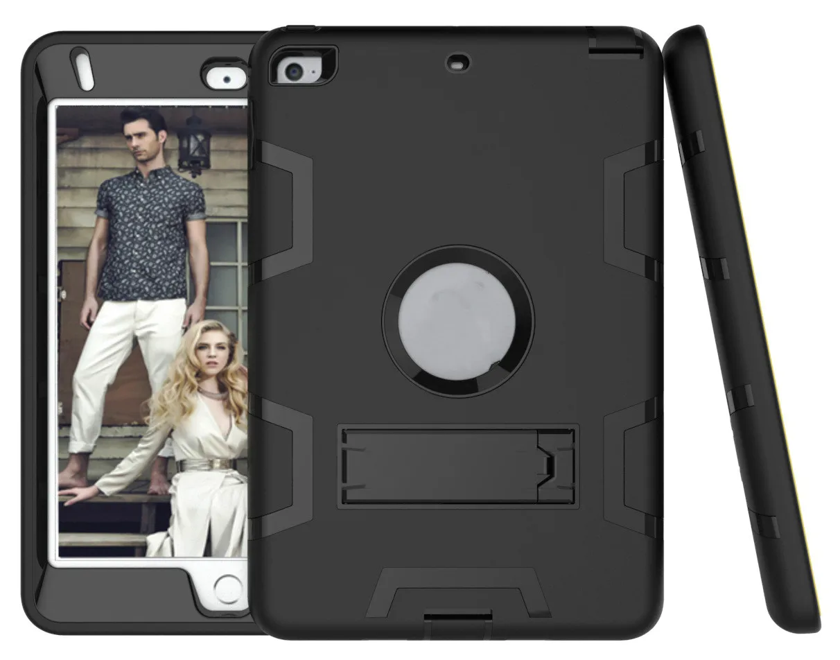 

Cases for Ipad Mini4 Mini5 3-in-1 Contrasting Color Boxer All-Inclusive Drop-Resistant Silica Gel+PC Protective for Ipad Cases