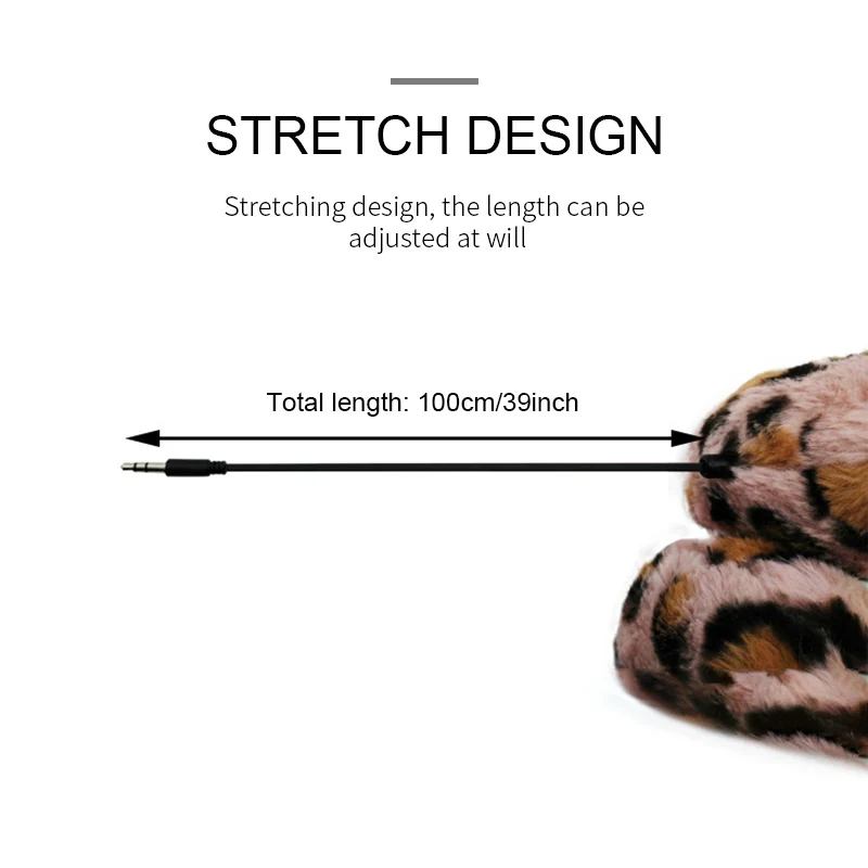 Cute Leopard Printed Wired Kids Headphone Telescopic Storage Line Girls Music Cascos For Phone Laptop Gamer Online Lesson Gift