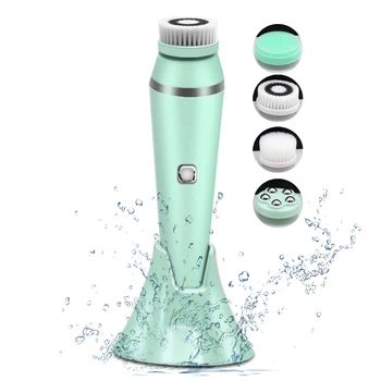 

4 in 1 Facial Cleansing Brush Electric Face Scrubber Brush Waterproof USB Charging Facial Cleanser Massage Tool for Skin Care
