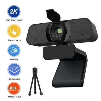 

C90 2K HD Webcam USB Driver Free Smart TV Computer Auto Focus Web Camera with Microphone and Stand for Windows Android Linux
