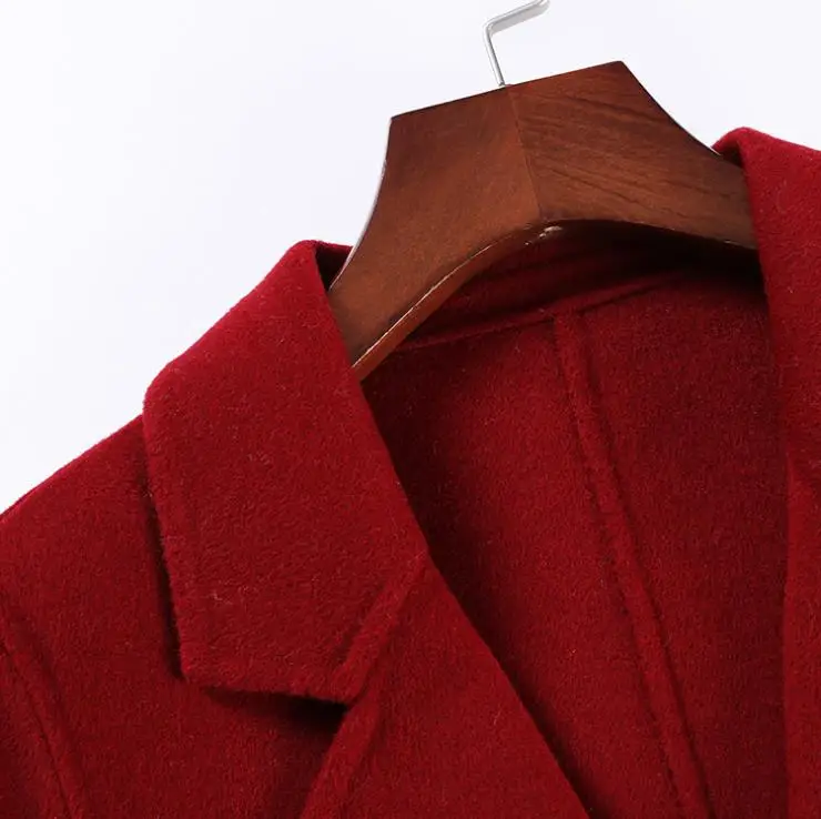 Новая шерстяная куртка Женская двусторонняя кашемировая верхняя одежда высокого класса средней и длинной формы темперамент