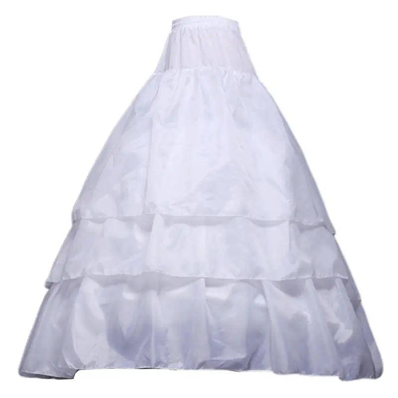 

Womens Bridal 2-Hoops 3 Tiered Wedding Dress Petticoat Skirt Long Trailing Fishtail Crinoline Drawstring Waist Slip Underskirt