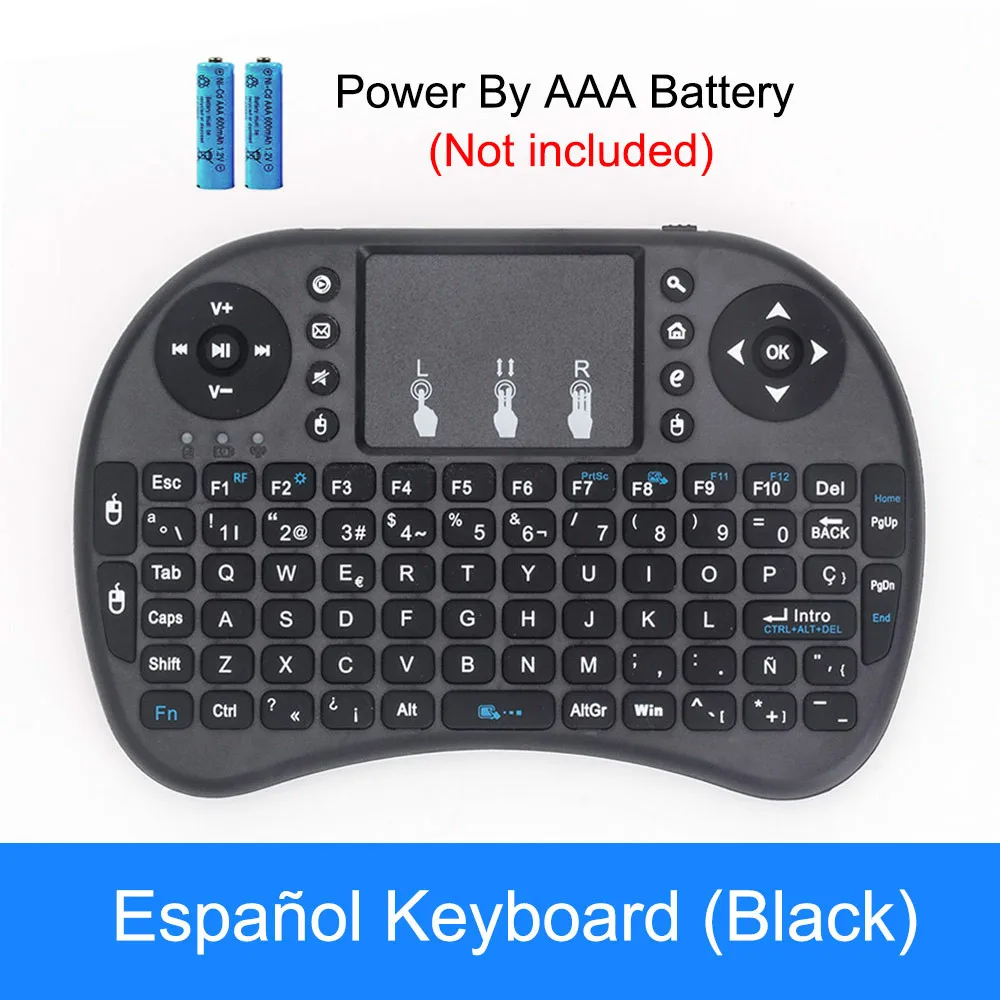 Spanish no backlit Крутая мини-мышь I8 с подсветкой 2,4G Беспроводная Клавиатура Тачпад Английский Русский Испанский Французский пульт дистанционного управления для Android - Цвет: Spanish no backlit