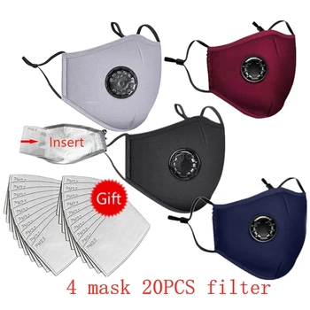 

20PCS Filter + 4PCS Mask Anti-pollution PM2.5 Dust Masks Washable Unisex Masks Reusable Cotton Masks