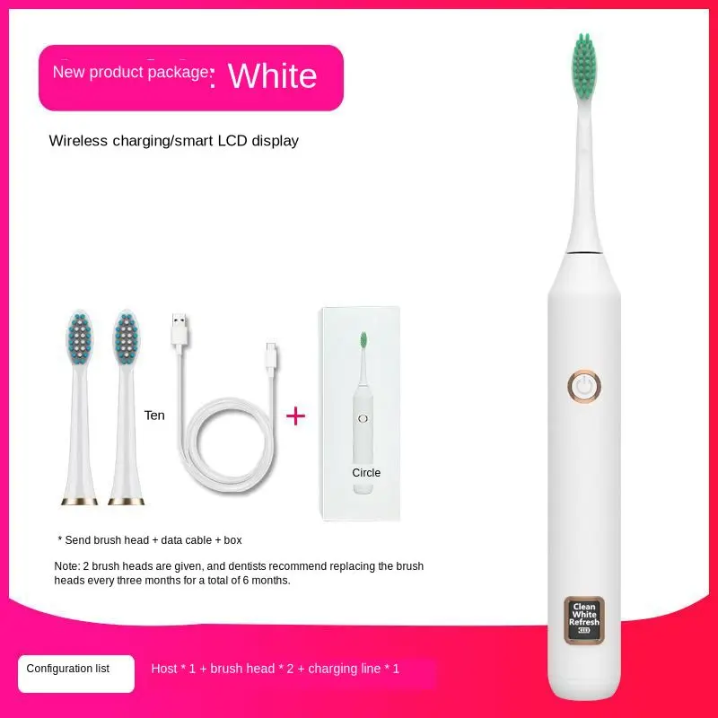 Tremble Electric Toothbrush for Adults and Men Full Automatic Water-proof Couple Sound Toothbrush with Charged Soft Fur for Hous - Цвет: Белый
