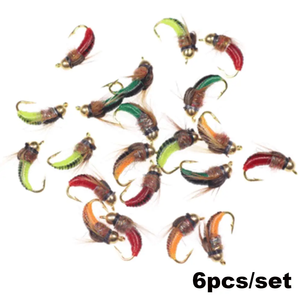 6Pcs Brass Bead Head Trota Fly Fishing Mosche Streamer Fly Muddler Egg Leech Minnow Gamberetti Esca Artificiale