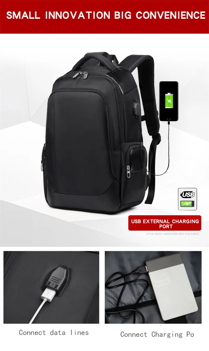 Модный мужской рюкзак для зарядки через usb, Мужской Дорожный многофункциональный рюкзак, водонепроницаемая сумка для ноутбука, мужские рюкзаки большой емкости