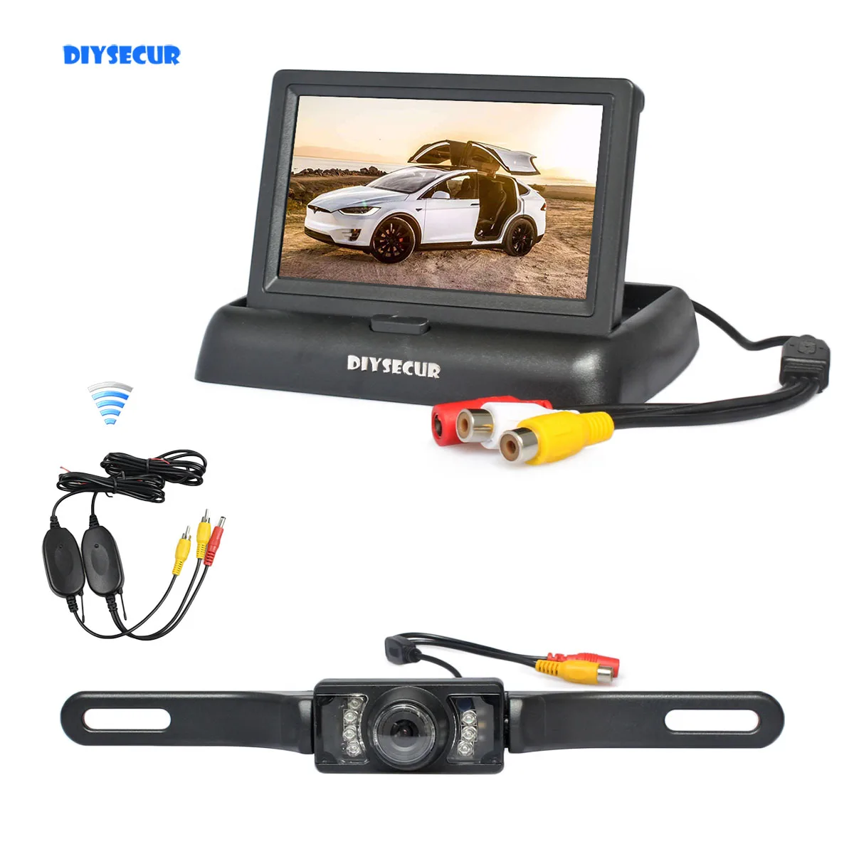 DIYSECUR Wireless 4.3" Car Reversing Camera Kit Back Up Car Monitor LCD Display HD Car Rear View