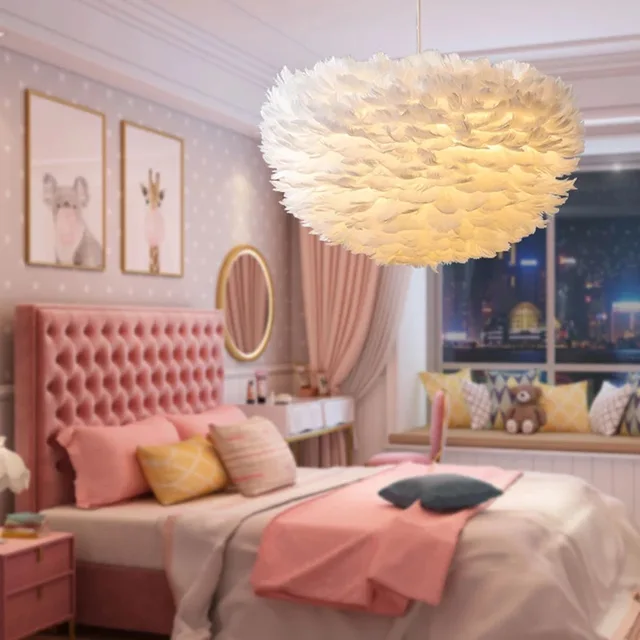 Modern New Colorful Feather Chandelier LED Lighting for Bedroom Living Kids Room Suspension Dropshipping Indoor Fixture Lustres 4