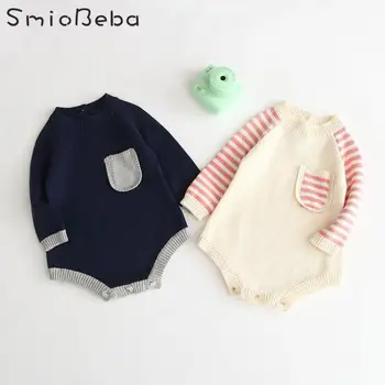 

Baby Boys Girls Newborn Kitted Rompers with Long Sleeve Kids Warm Winter Knitted Jumpsuit For Newborn 0-3Years Infant Onesie
