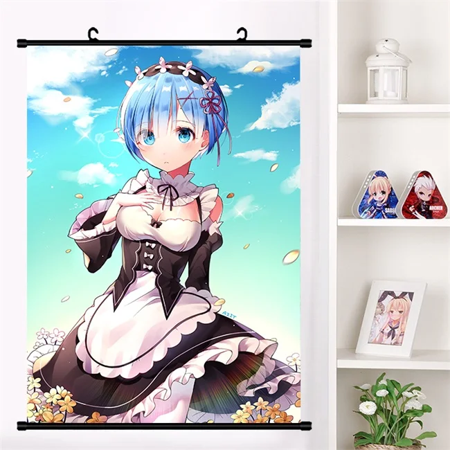 Аниме Re: zero kara hajimeru isekai seikatsu Rem Ram настенная прокрутка настенный плакат коллекция домашнего декора арт-подарки - Цвет: V