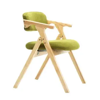 

Modern Minimalist Dining Chair Nordic Wooden Dining Chair Fabric Folding Chair Armrest Backrest Computer Chair