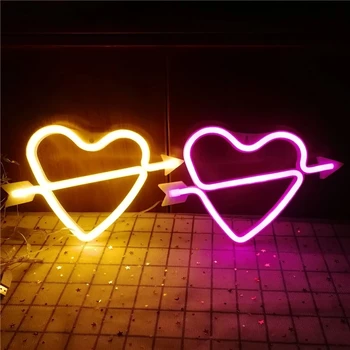 

LED Neon Light Battery Powered Cupid Loving Heart Night Light Wedding Valentine's Day Propose Christmas Decoration Lamp