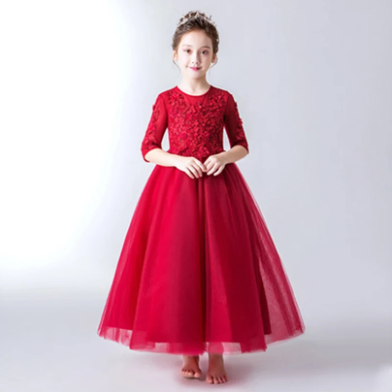 Платья с длинными рукавами и открытыми плечами для девочек; цвет красный, розовый, белый; Платья с цветочным узором для девочек на свадьбу; Детские платья для первого причастия - Цвет: Style 8