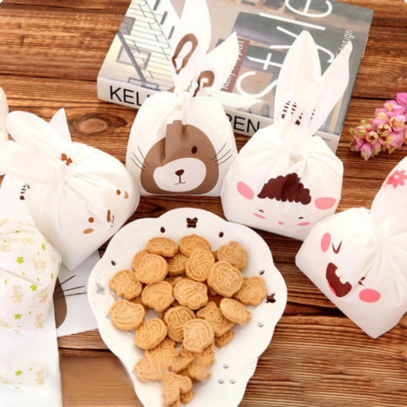 50 шт. сумки для конфет с кроликом, печенья, упаковочный пакет для печенья, дня рождения, свадьбы, конфет, подарочные сумки, вечерние, пасхальные, для украшения дома