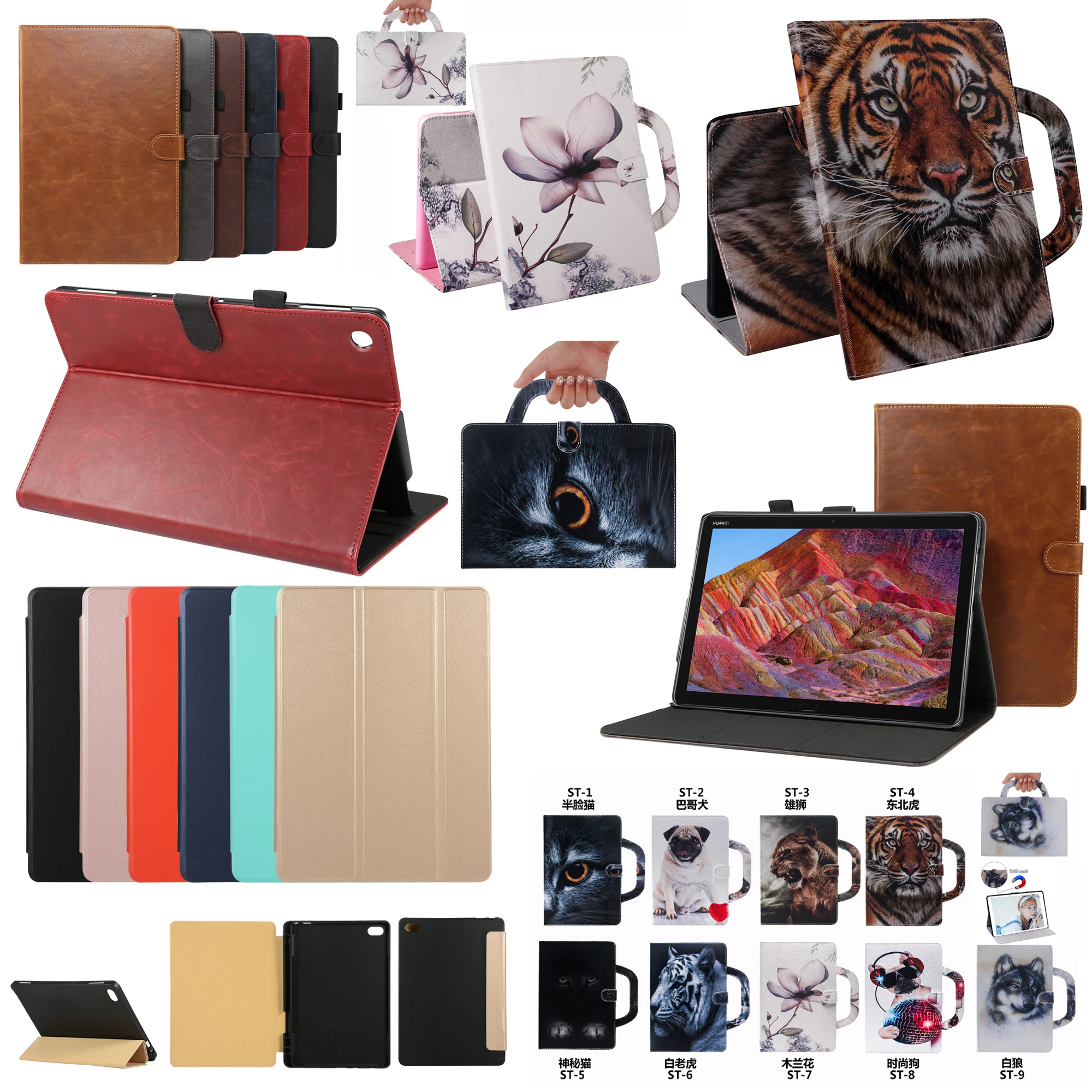 

Leather Case Magnetic Cover Flip Stand Shell Funda Capa For Huawei MediaPad M5 Lite 10 BAH2-W19/L09/W09 Tablet Coque +Film +Pen