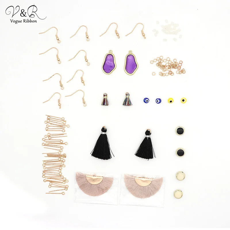 

New DIY Handmade Jewelry Making Tassel Frange Charms Pendants Drop Dangle Earring Set Components Decoration Fashion Accessories