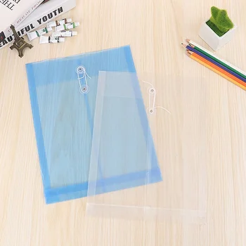 

1Pc File Folder A4 Transparent Document Bag Rope Buckle Hasp Button Storage Stationery Bag Office School