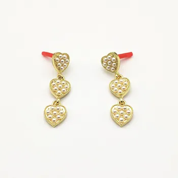 

New arrival! 43x11mm 50pcs Imitation pearls Heart Ear Stud for Hand Made Earring DIY parts,Jewelry Findings & Component