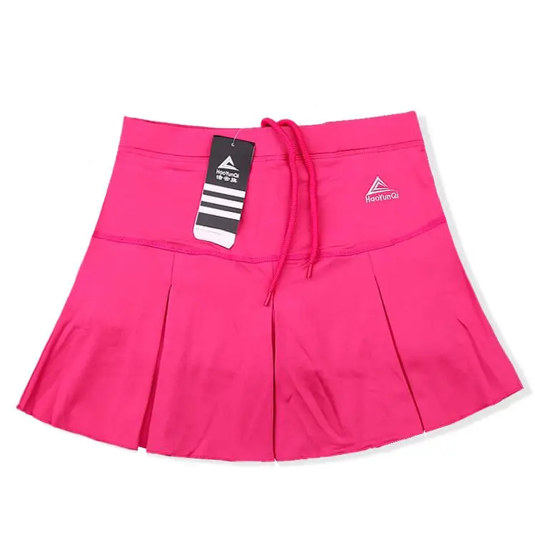 Быстросохнущие теннисные юбки для девочек, короткая юбка для бадминтона, короткая юбка для фитнеса, марафона, бега, женские теннисные юбки - Цвет: Rose Red