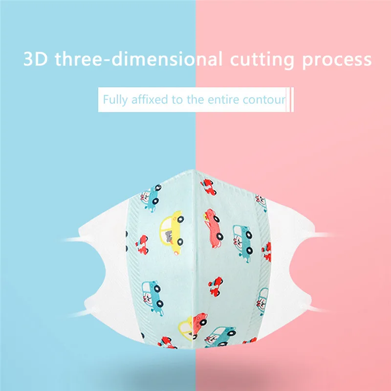 5Pcs Children Face Masks 4 Layer Elastic Mouth Mask Anti Dust Kids Disposable Mask Breathable PM2.5 Nonwoven Mask for Boys Girls 6