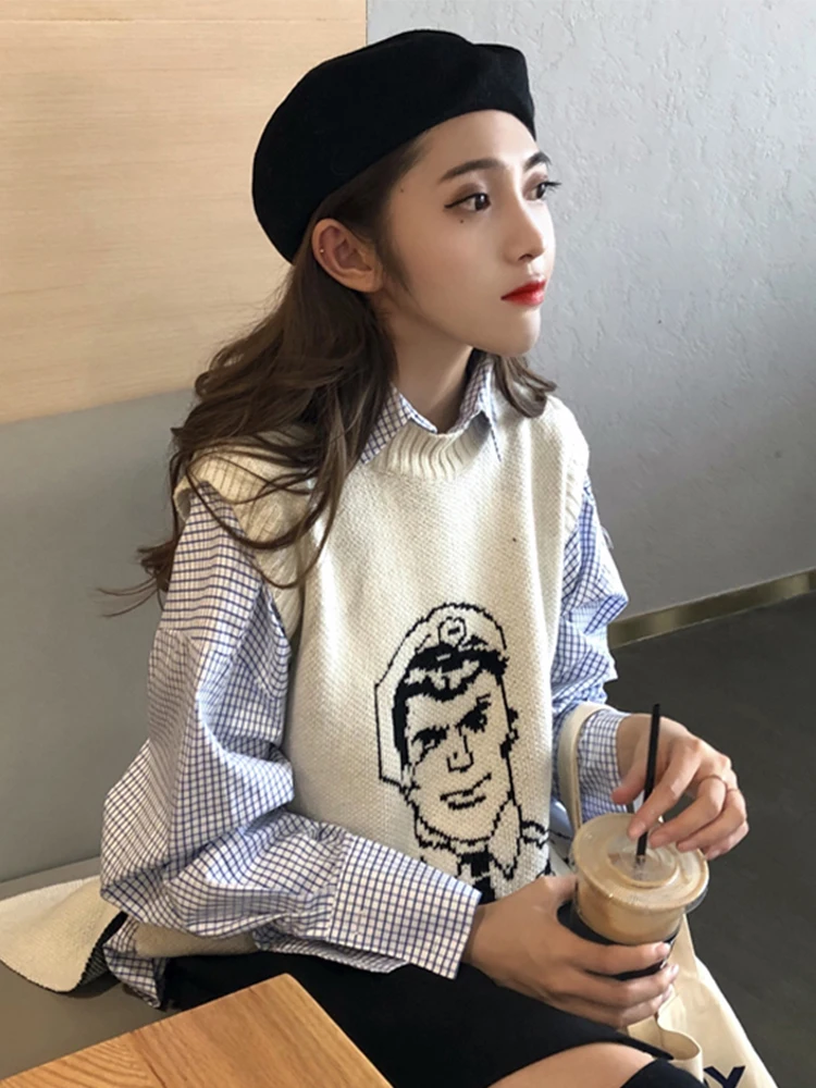 

2020 women sweater vest all match irregular hem slip sleeveless female tops knitting vest gilet chaleco pull waistcoat pullover