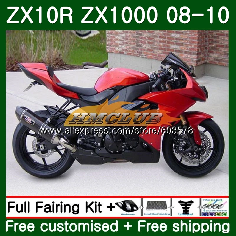 Корпус для KAWASAKI ZX1000C ZX-10R ZX10R 08 09 10 118CL. 27 ZX 10R 1000CC ZX1000 ZX 10 R 2008 2009 2010 фабрики "Красный обтекатели - Цвет: No. 1