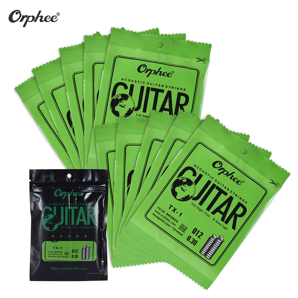 Orphee TX-1 Сменные Струны для акустической народной гитары 1st E-String (.010) 10 шт. в