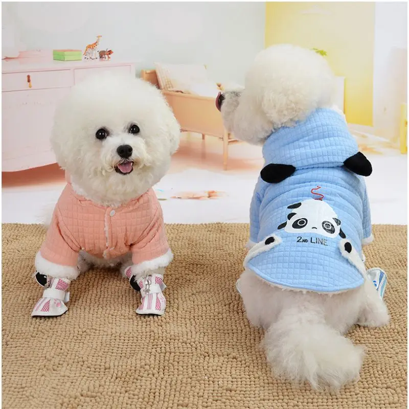 

Cute Polyester Winter Puppy Costume Dog Cat Hoodie Clothes for Chihuahua Yorkie 2 Legged Jacket Coat XS-XL For Cold Weather