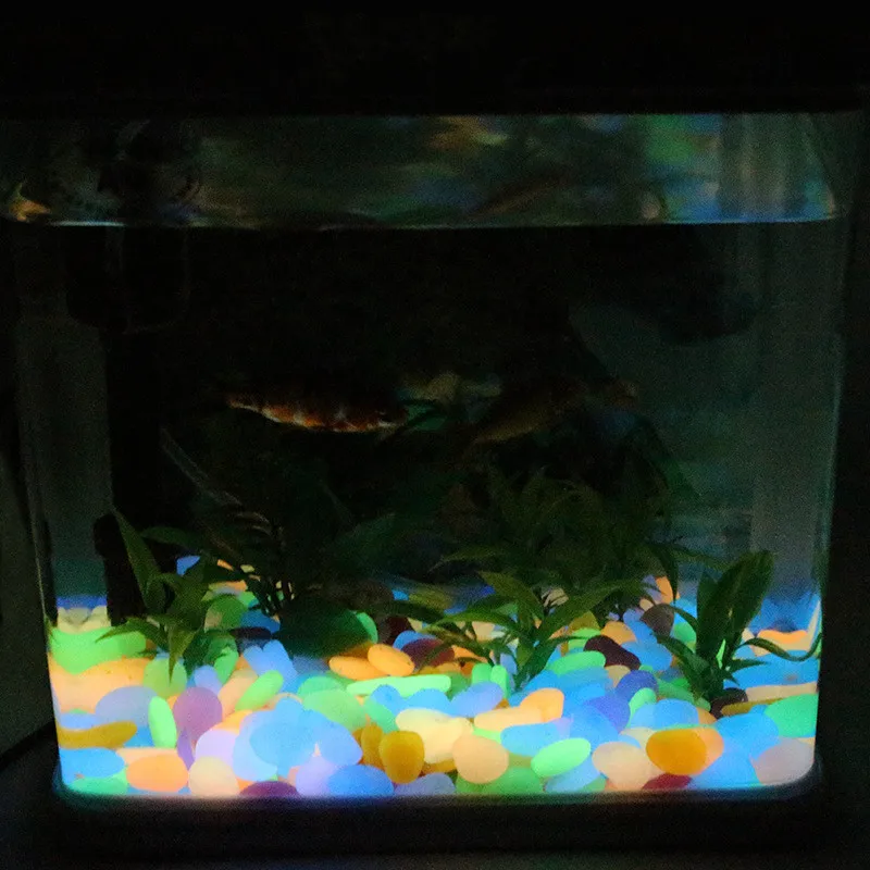 Mix Color 100pcs 2-3cm Luminous Artificial Pebble Stone Aquarium Fish Tank Decor