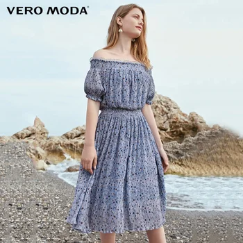 

Vero Moda Summer Boat Neck Floral Elasticized Waist Dress |31927B564