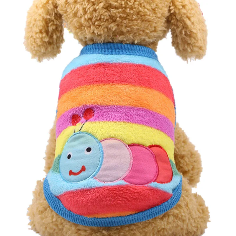 Rainbow Pawstrip маленькая собака одежда теплое зимнее пальто для собак из хлопкового флиса Одежда для щенков щенок жилет Костюмы французский для бульдога Чихуахуа XXS-XL - Цвет: Rainbow