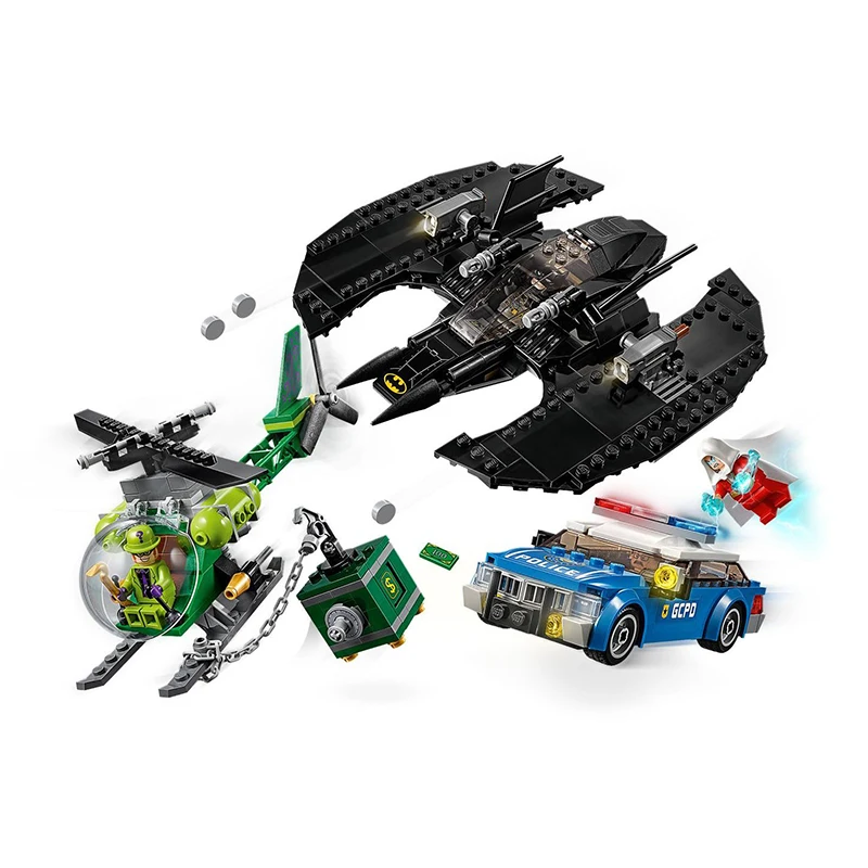 

NEW Legoinglys Batman Batwing And The Riddler Heist Model Building Blocks DIY Assemble Toys With Juguetes 76120 Christmas Gift