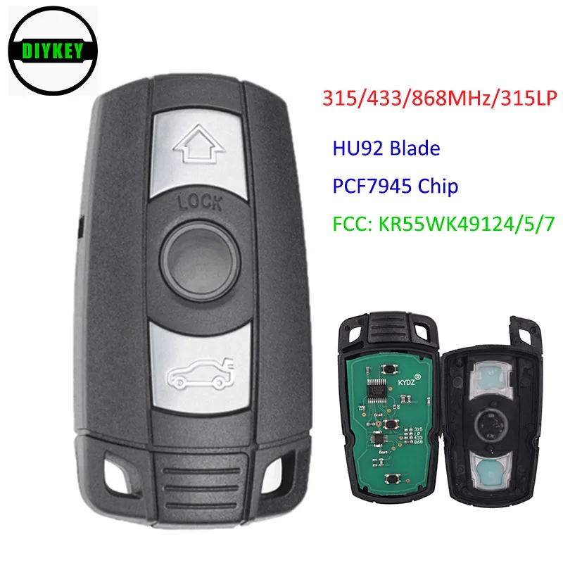 Пульт дистанционного управления DIYKEY KYDZ 3 кнопки 315 МГц/433 МГц/315LP/868 МГц чип PCF7945 для