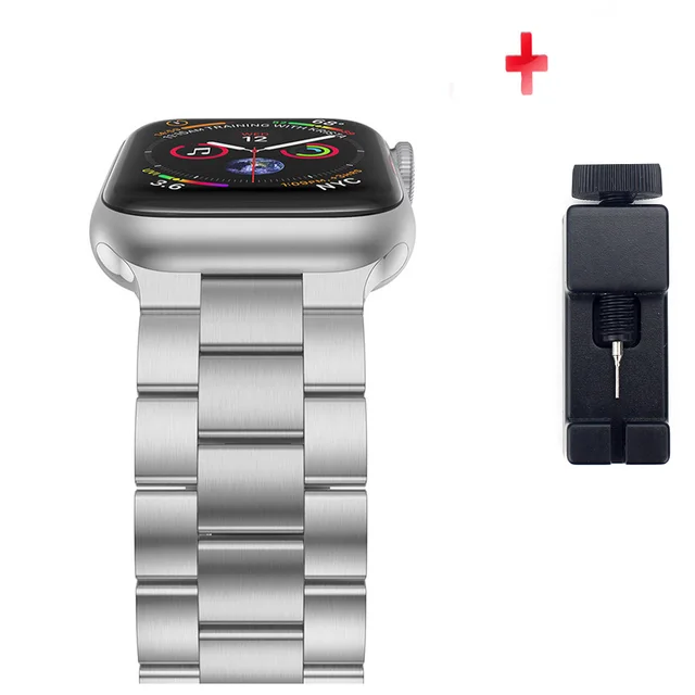 For Apple Watch band strap Series 7/6/5/4/3/2/1 40MM/44MM 41MM/45MM 38/42MM Stainless Steel Band Iwatch metal Replacement Strap SZYT-Silver